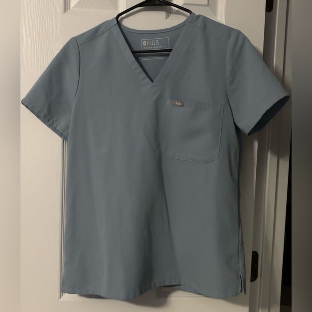 Figs Dusty Blue Catarina Scrub Top